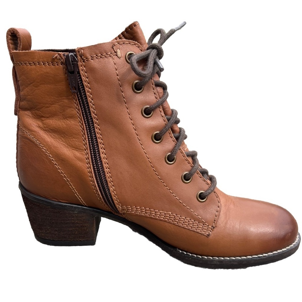 Dune London Peetonz Brown Lace Up Boots with Vintage Finish - Picture 3 of 9